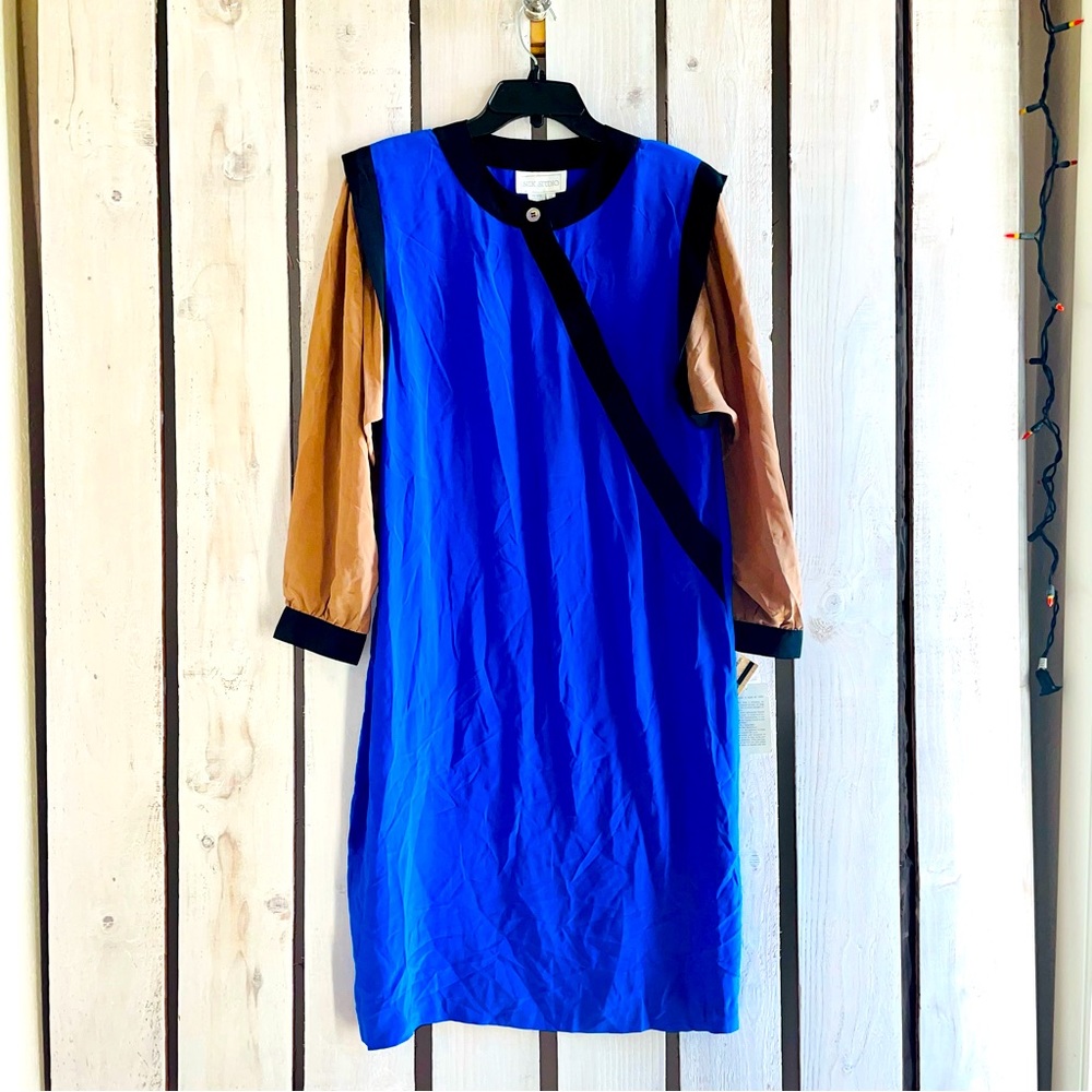 Vintage 90’s Silk Studio color block dress size 14